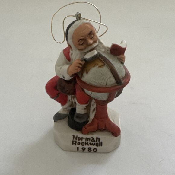 1980‎ Norman Rockwell Porcelain Santa Christmas Ornament Olde World Traditional - Picture 1 of 9